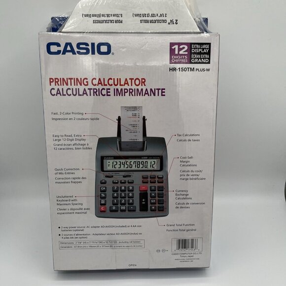 Casio HR-150TM Plus-W Desktop Printing Calculator 12 Digit XL Display NIB - Picture 8 of 14